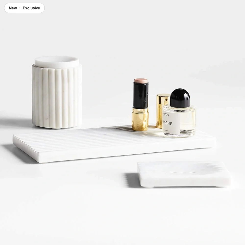 Crate & Barrel Carmen White Marble Vanity Tray